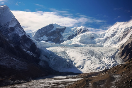 西藏高原的雪山背景图片