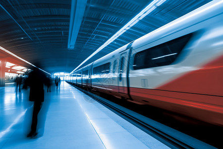 车站中行驶的高铁背景图片