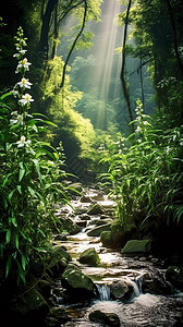 丛林流水背景图片