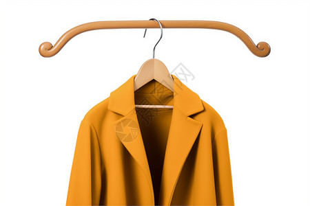 挂在衣架上的衣服衣架上的黄色外套设计图片