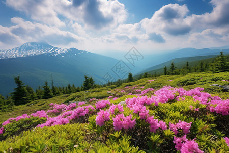 山上盛夏的花季图片