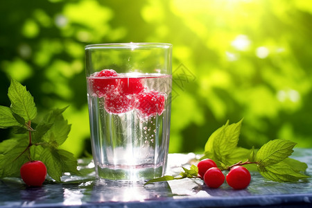 夏日水果酒杯清爽果味饮品设计图片
