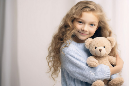 小女孩与泰迪熊背景图片