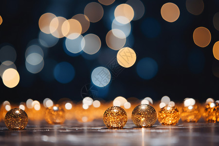 圣诞节金色玻璃珠装饰背景图片