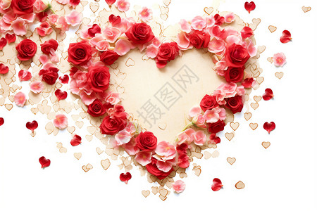 玫瑰装饰情人节爱心花环设计图片