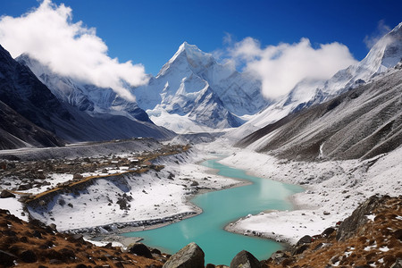 冰墩墩高清图片自然山川地貌背景