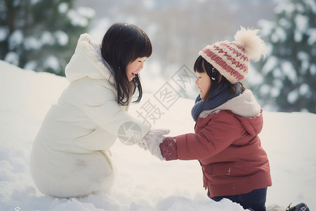 冬天玩耍的孩子背景图片