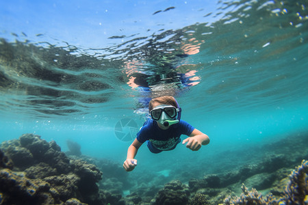 防溺水自救水下潜水的儿童背景