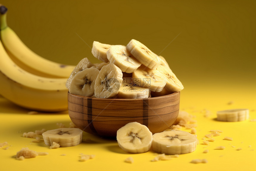 桌子上散落的香蕉片图片