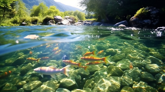 山间清澈的水流图片