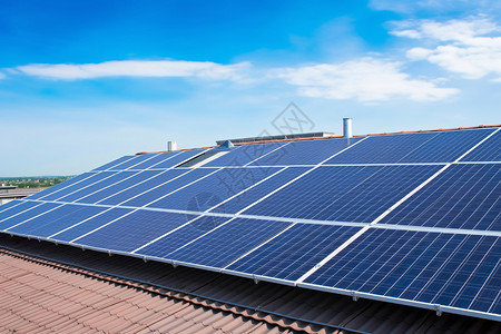 生态住宅户外的新能源太阳能板背景