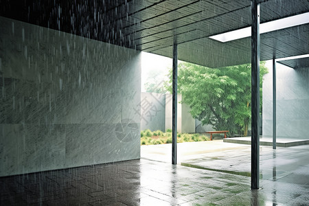 现代建筑中的避雨区域图片
