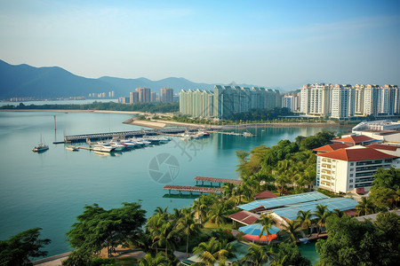 清水湾一览城市天际线背景