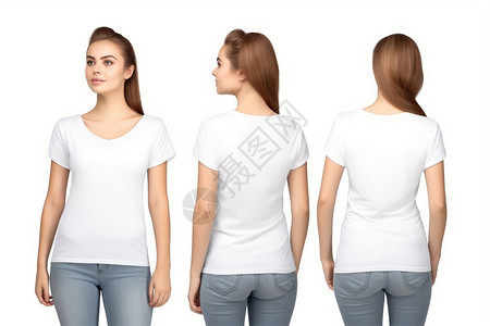 女性白色体恤图片