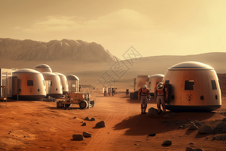 未来派火星殖民地背景图片