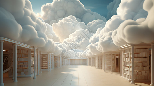 云层下的书架背景图片