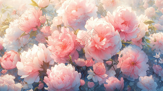 花香味盛开的粉色花朵插画