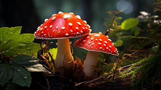 跑毒红色有毒的蘑菇背景