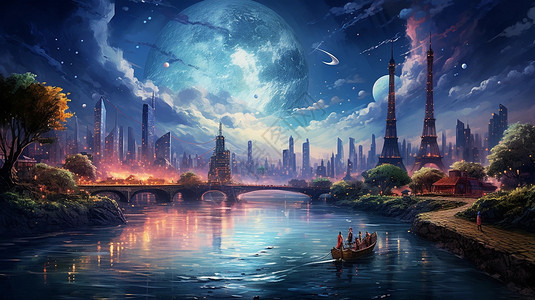科幻城市建筑背景背景图片