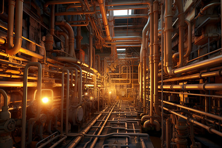 现代工业发电厂金属管道图片