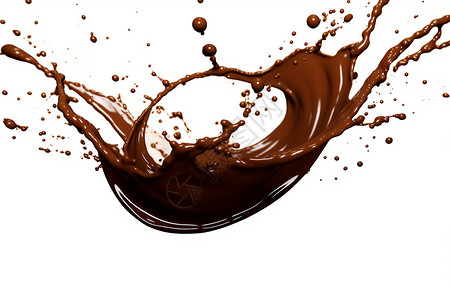 巧克力千层甜品白色背景中的液体巧克力设计图片
