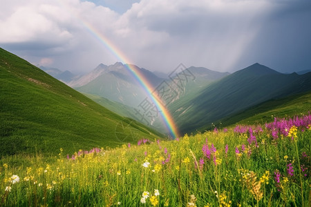 美丽的植物和彩虹背景图片