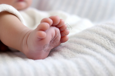 光脚的新生婴儿的脚掌背景