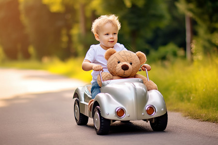 儿童小汽车独自开车的小男孩背景