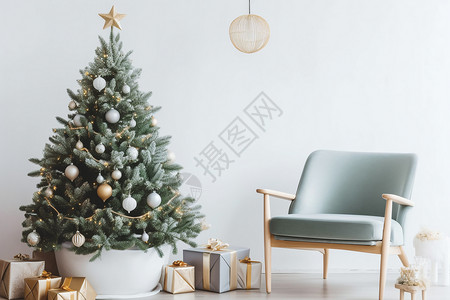 简洁的圣诞装饰树背景图片