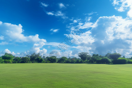 蓝天下美丽的大草原图片