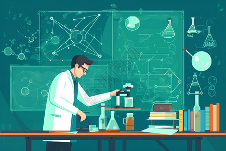 生命科学实验科学实验研究室平面插图插画