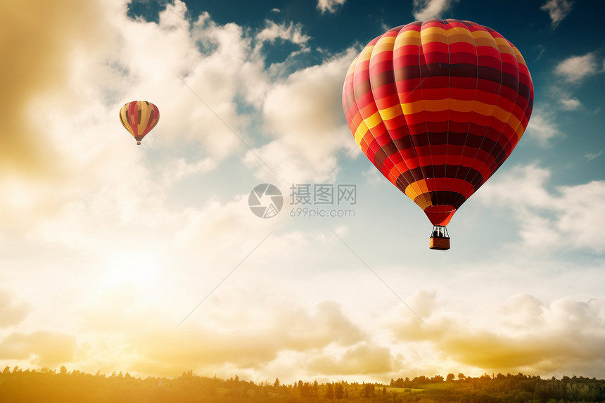 飞向天空的热气球图片