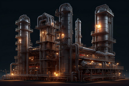 化工厂夜景现代化工厂设备设计图片