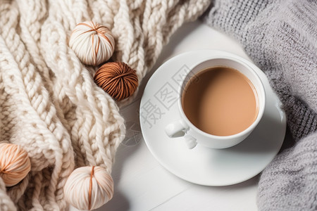 冬季针织与咖啡图片