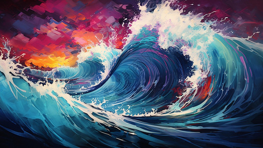 波浪的涂鸦背景图片