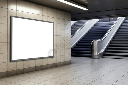 楼梯广告地铁入口的广告牌背景