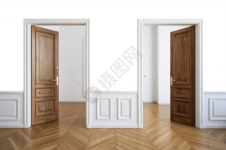 敞开的门木材门面墙高清图片