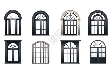 拱形窗户各式各样的窗户插画