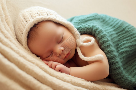 安稳熟睡的小婴儿图片