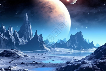 月球岩石昏暗的宇宙插画