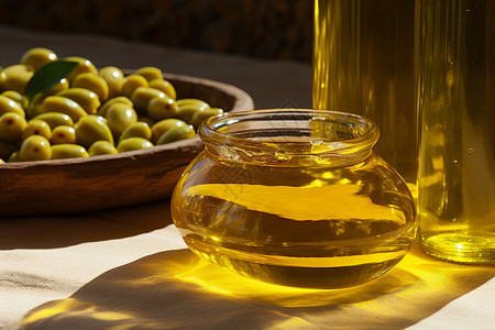 健康饮食的橄榄油背景图片