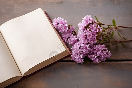 植物书签书桌上的书和花背景