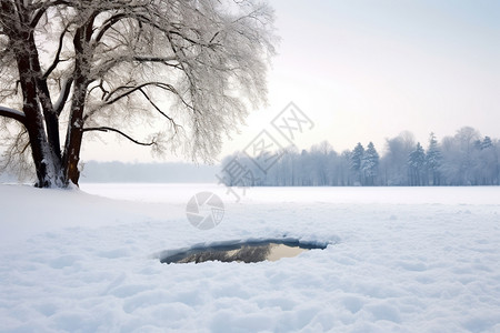 冬天的雪景结冰的地方高清图片