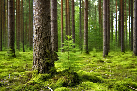 松林里的苔藓图片