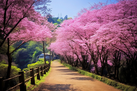 公园中的樱花树图片