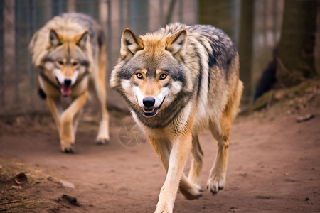 狼群在追逐奔跑背景图片