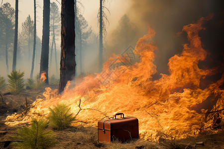 森林燃烧的野火背景图片