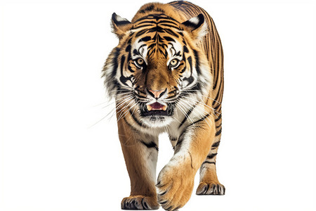 孟加拉虎白色背景上展示的老虎插画