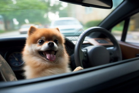 车子里的可爱宠物狗图片