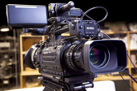 视频媒体影棚里的专业设备背景